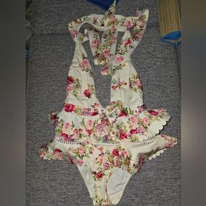 Zimmermann Ruffle Trim Floral Swimwear Womans Size 4-6